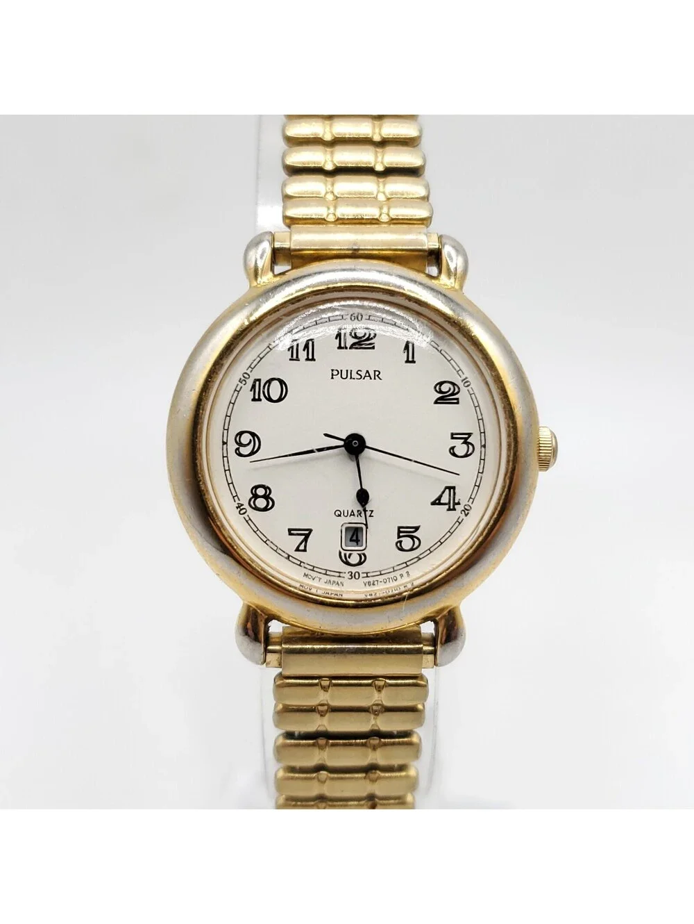 Vintage Pulsar Watch Women 29mm Gold Tone Stretch Band New Battery